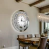 Horloge Murale en Cristal avec Miroir Étincelant