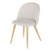Chaise vintage en tissu recyclé beige et acier imitation chêne